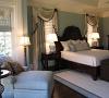 Complete master bedroom design in Atlanta. All window treatments custom designed by Kandrac & Kole. 