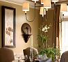 Dining Room: Giant shell, orchids, metallic etchings and cymbals form unusual accents. Smyrna, GA.  See other images at elinorjonesinteriors.com